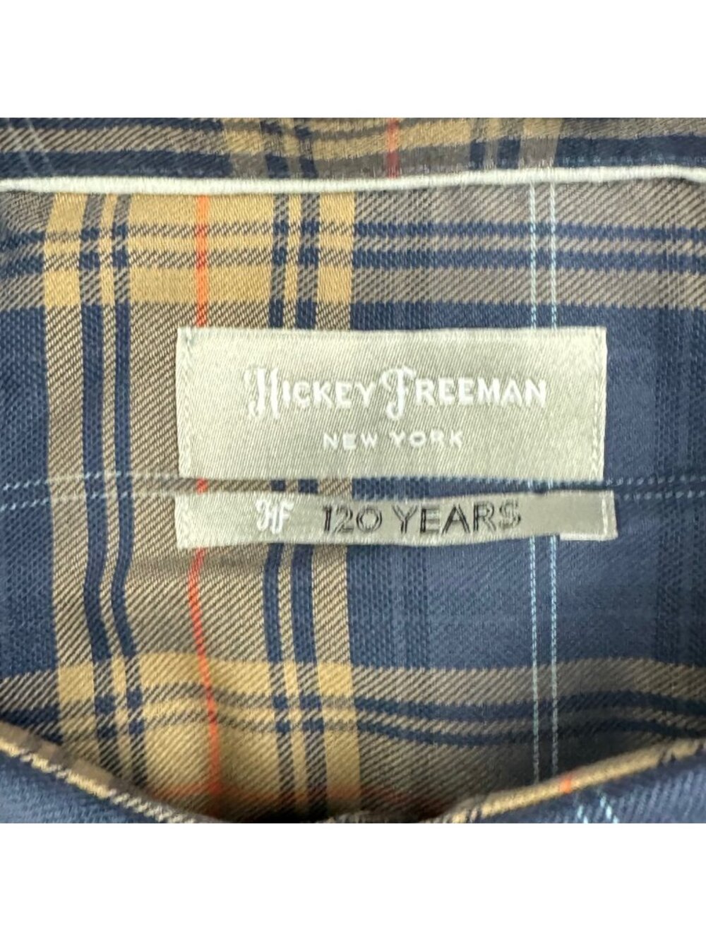 NEW Hickey Freeman Men's Flannel Button Flannel Shirt Blue/Brown Plaid • Large - Picture 6 of 10